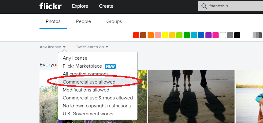 Flickr license options