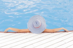 Lounging in the pool