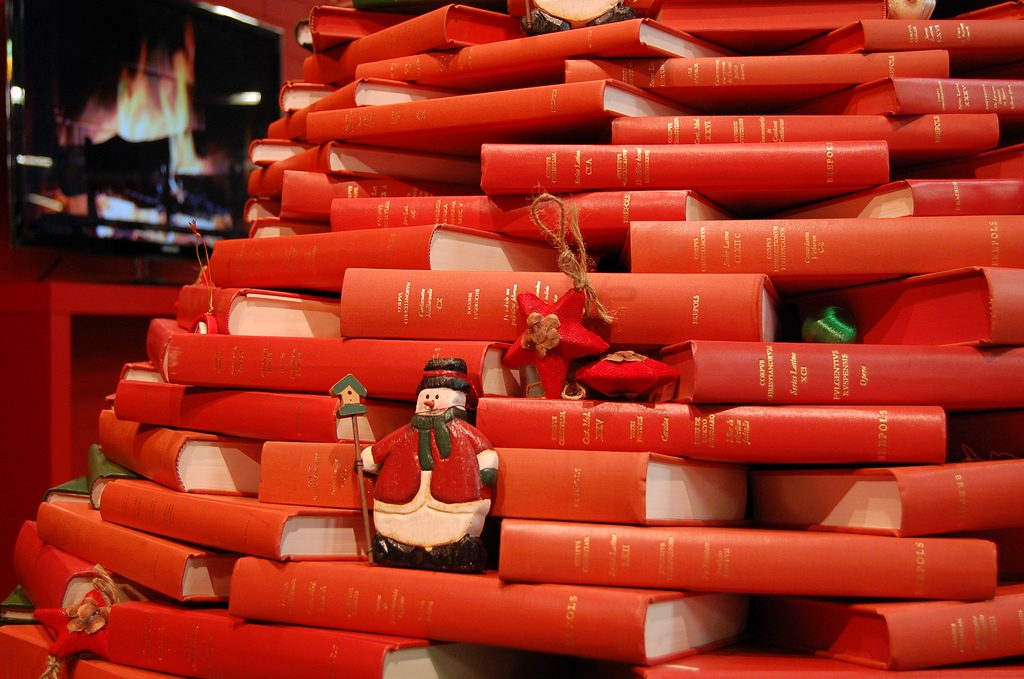 Festive pile of books