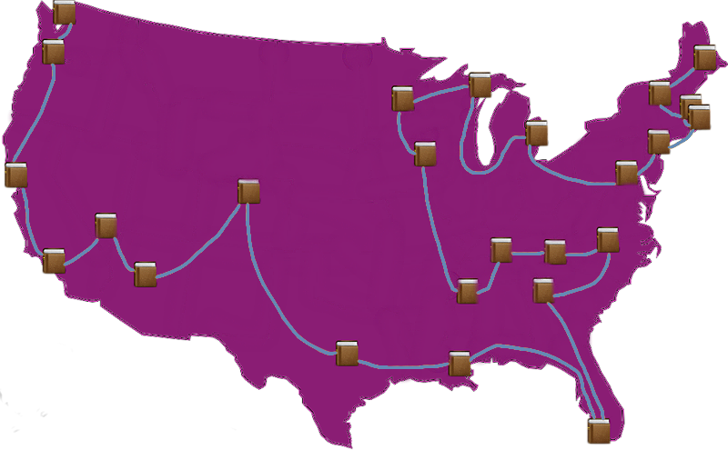 Map of the Ultimate Bookstore Road Trip